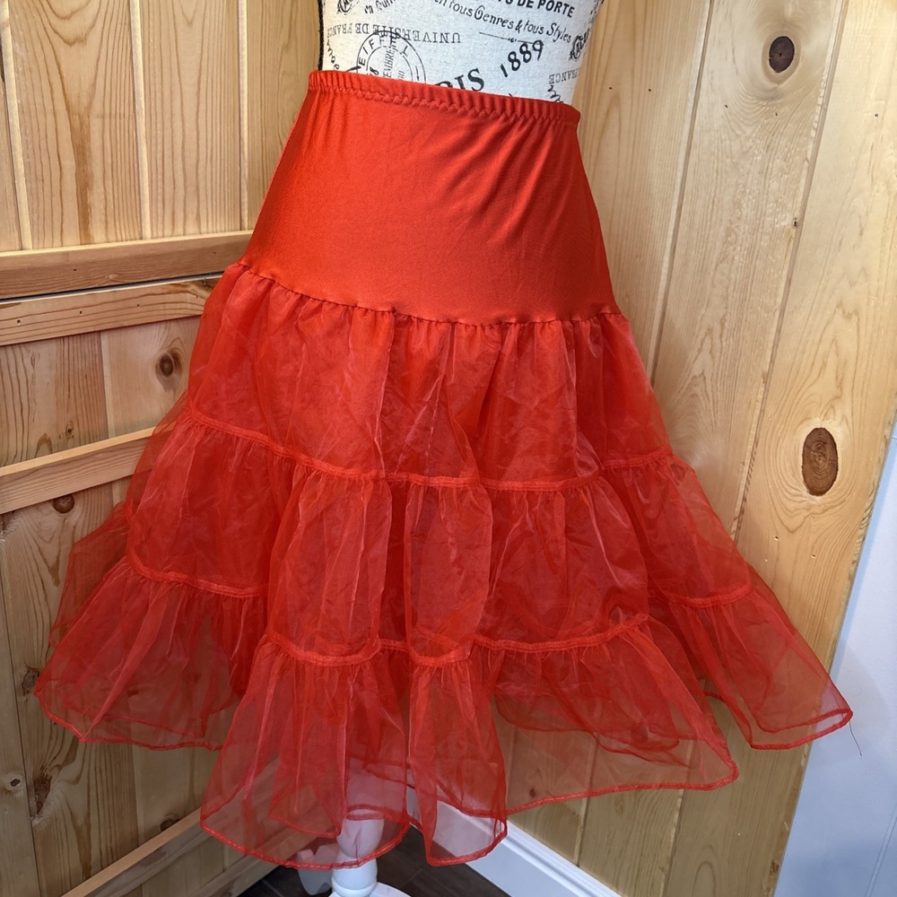 Grace Karin Petticoat Womens M Red Tiered Tulle Punk Underskirt Full Satin Goth
